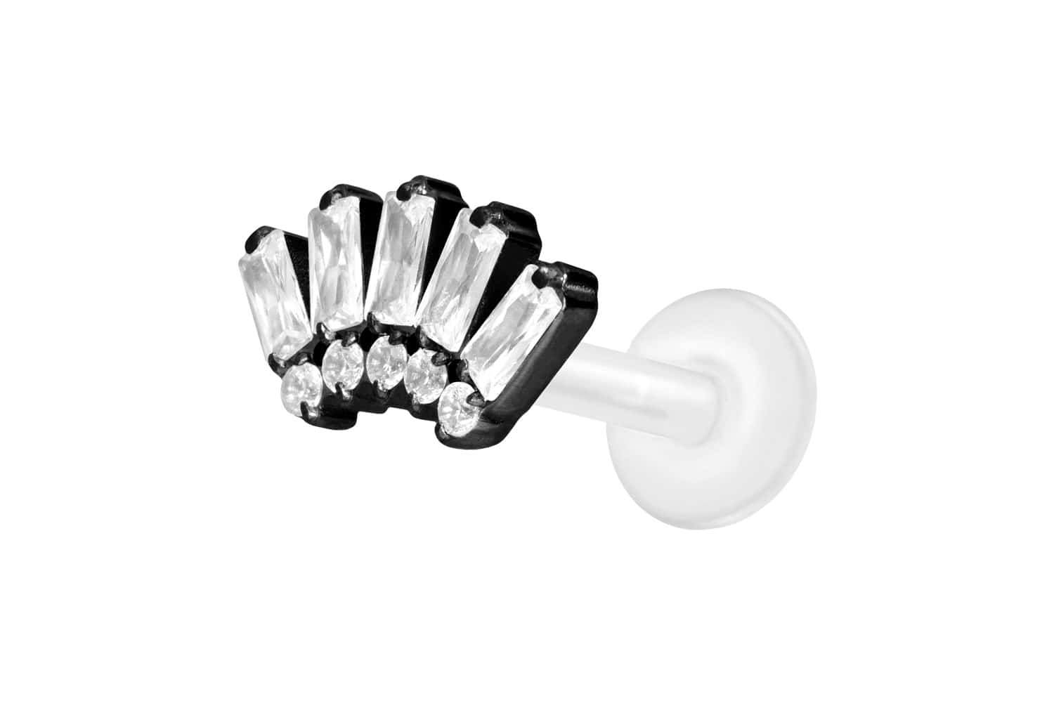 PTFE Labret Piercing mit Innengewinde + Titan-Aufsatz 10 EINGEFASSTE KRISTALLE